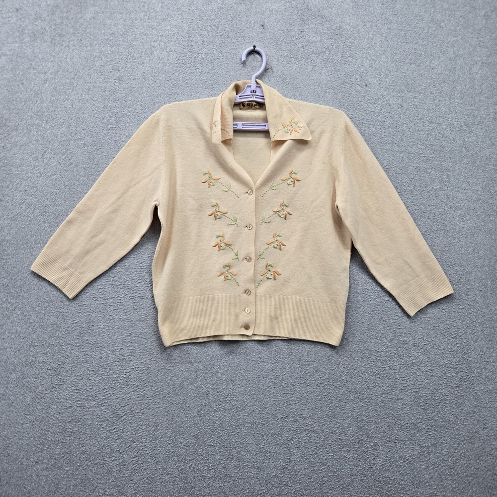 VINTAGE Maglieria Di Classe Mambo Women Sweater S Beige Made in Italy Cardigan